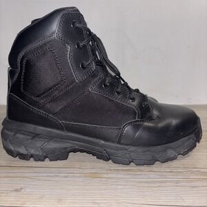 Interceptor Mens 9.5 Black Combat  Boots Anti-Fatigue Lace & Zip No Insoles